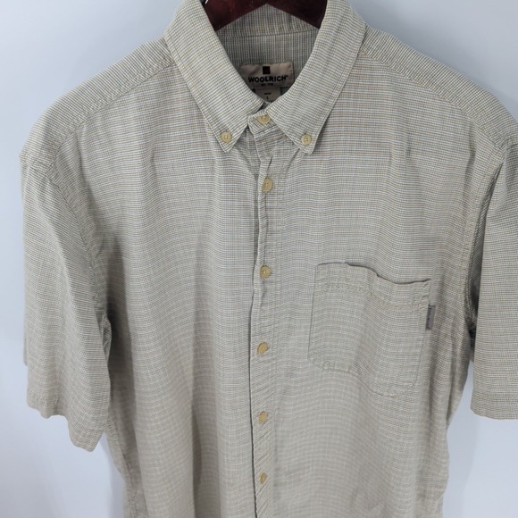 Vintage Woolrich Short Sleeve Chest Pocket‎ Button-Down Shirt Beige Size L - Picture 3 of 9